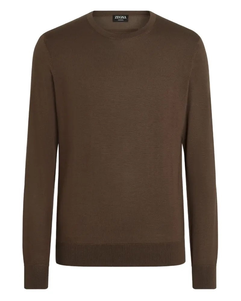 Ermenegildo Zegna Melierter Pullover mit rundem Ausschnitt - Braun Braun