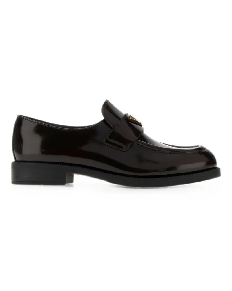 Prada logo-plaque leather loafers - Schwarz Schwarz