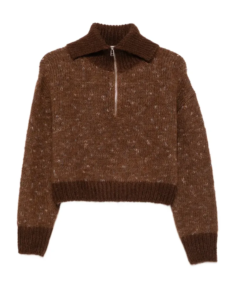 ALYSI Strickpullover mit Reißverschluss - Braun Braun