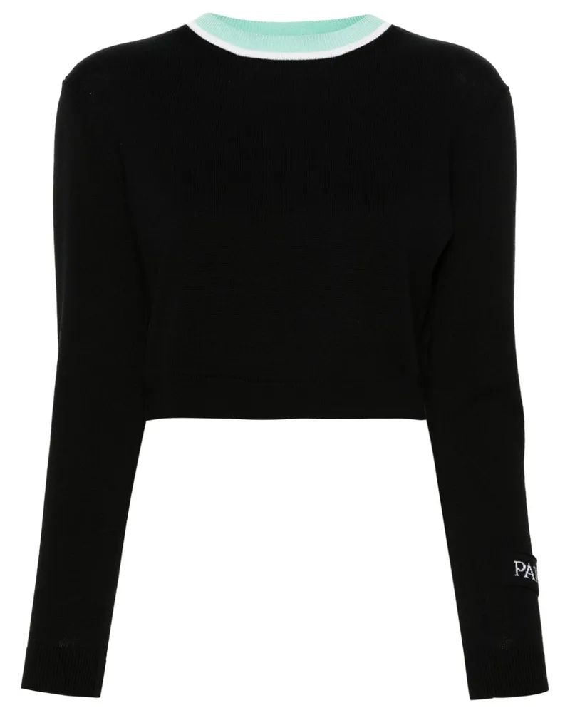 Patou Cropped-Pullover mit Logo-Patch Schwarz