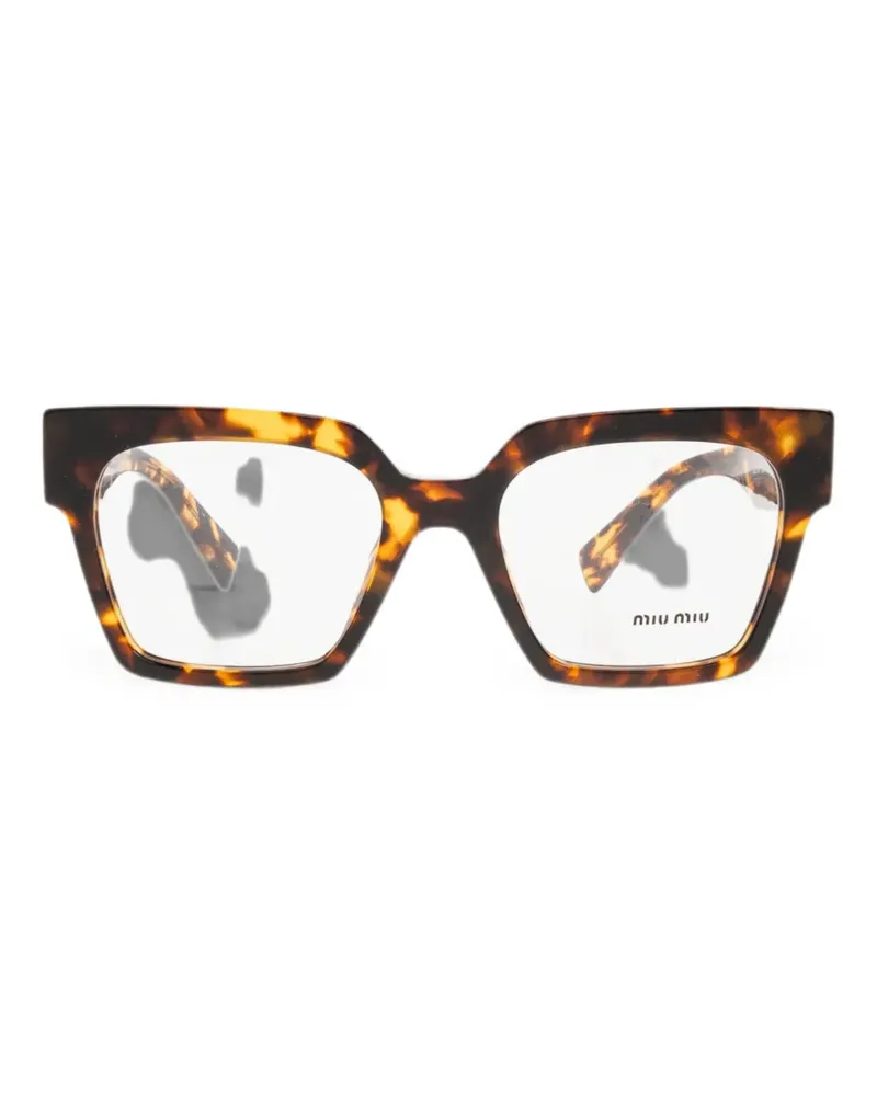 Miu Miu tortoiseshell-effect square-frame glasses - Braun Braun