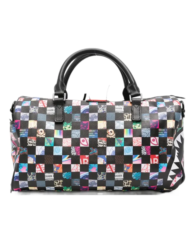 Sprayground mini Shark Mouth checkered duffle bag - Schwarz Schwarz