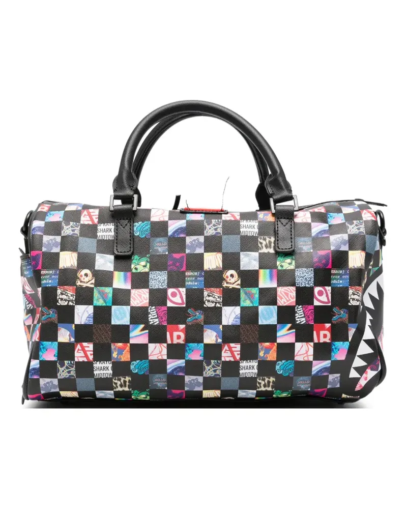 Sprayground Karierte mini Shark Mouth Reisetasche - Schwarz Schwarz