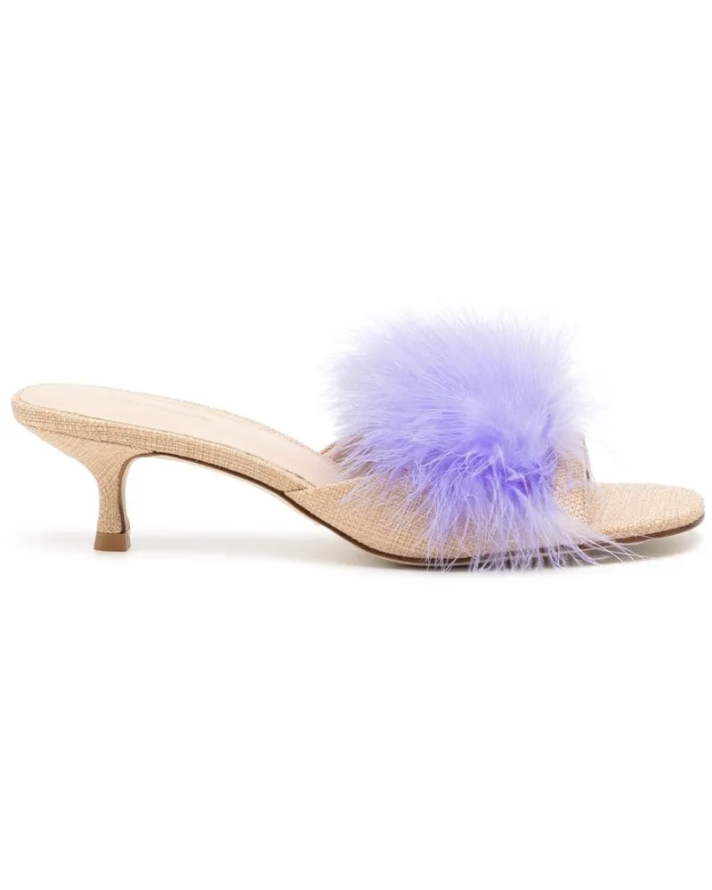 Larroude Mules mit Federn 60mm - Nude Nude