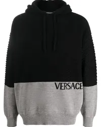 Versace Hoodie mit gestrickten Einsätzen Schwarz