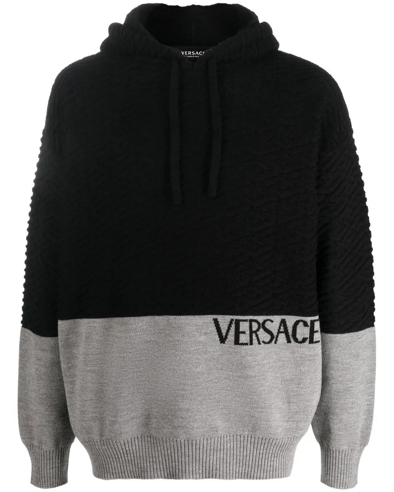 Versace Hoodie mit gestrickten Einsätzen Schwarz