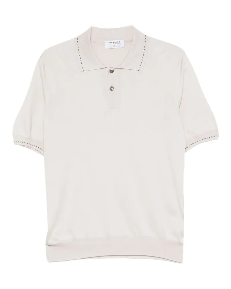 Gran Sasso embroidered-trim short-sleeve polo shirt - Nude Nude