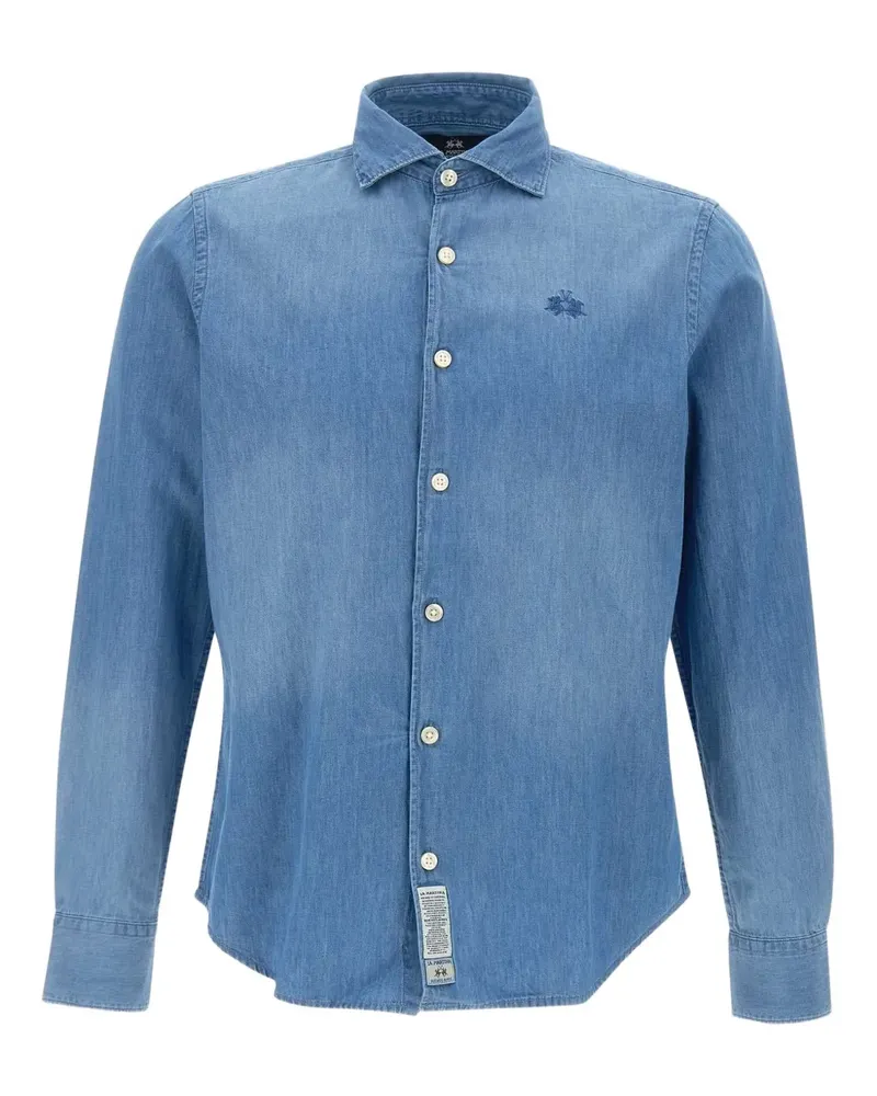 La Martina Jeanshemd mit Logo-Stickerei - Blau Blau