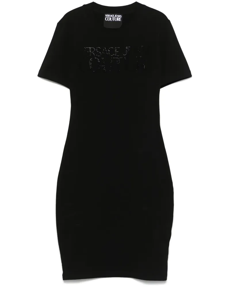 Versace Jeans Minikleid mit Kristall-Logo - Schwarz Schwarz