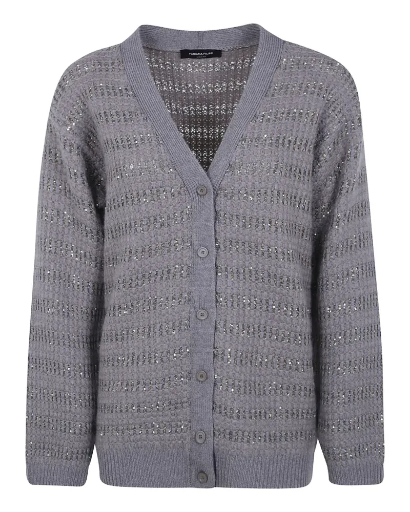 Fabiana Filippi Grob gestrickter Cardigan mit Pailletten - Grau Grau