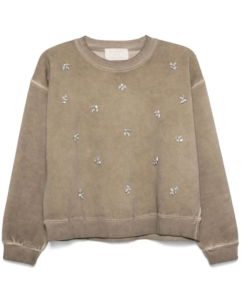 Kaos Sweatshirt mit Kristallen - Grau Grau