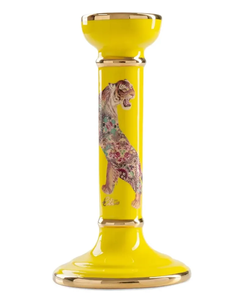 Etro Kerzenständer mit Tiger-Print - Gelb Gelb