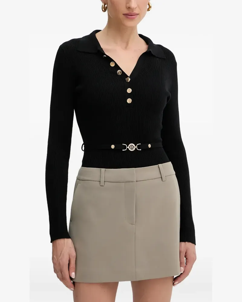 Fracomina button ribbed top - Schwarz Schwarz