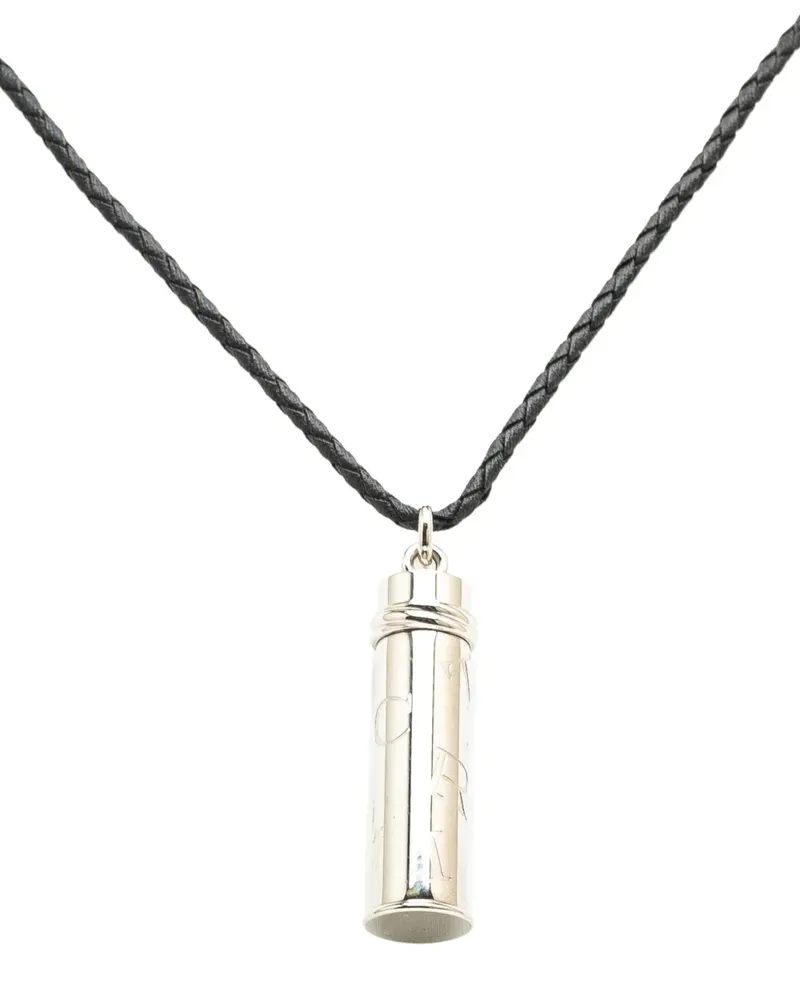 Cartier 2000-2015 versilberte Logo Pill Case Halskette mit Anhänger - Schwarz Schwarz