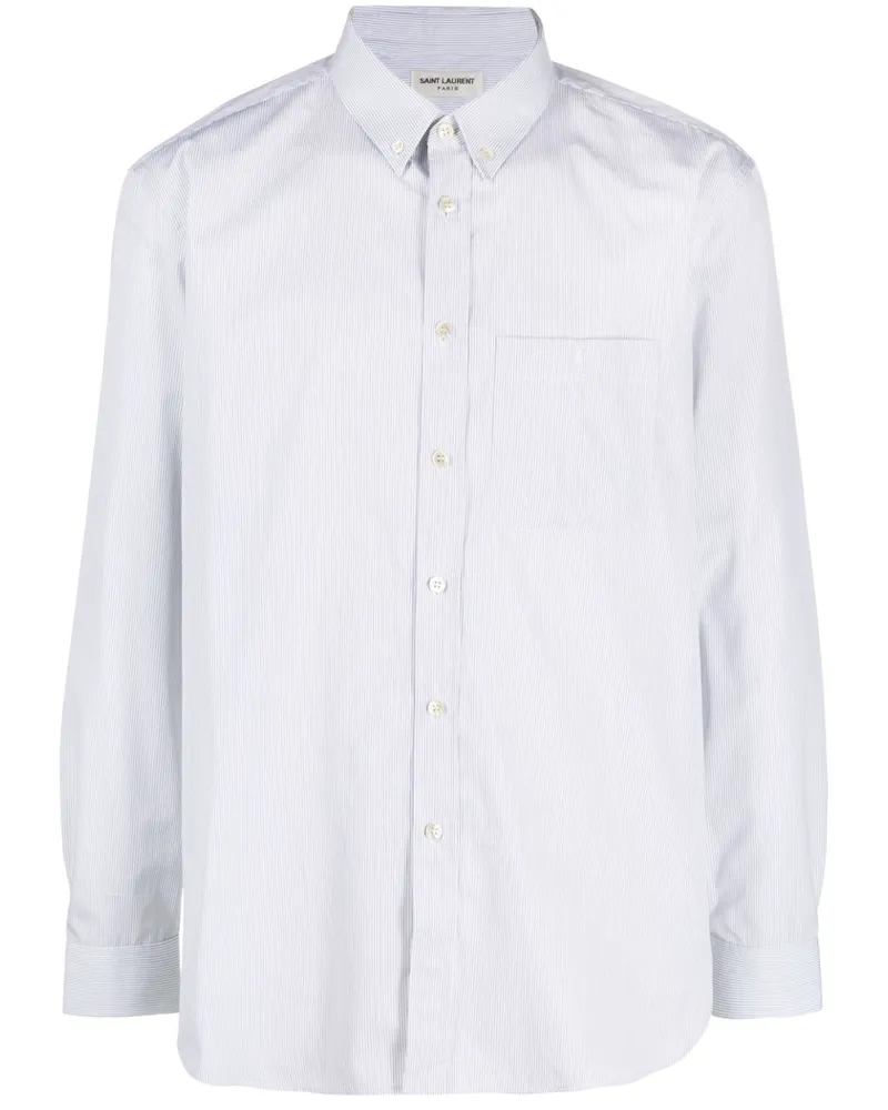 Saint Laurent Gestreiftes Hemd - Weiß Weiß