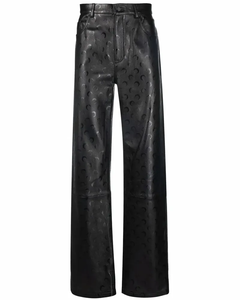 Marine Serre Hose mit Sichelmond-Print - Schwarz Schwarz