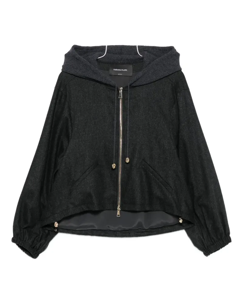 Fabiana Filippi hooded zip-front jacket - Schwarz Schwarz