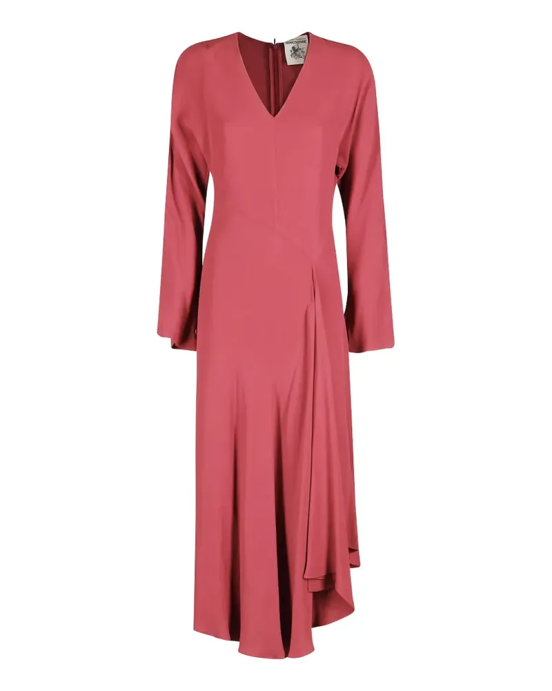 Semicouture Asymmetrisches Eleonor Kleid mit V-Ausschnitt - Rosa Rosa