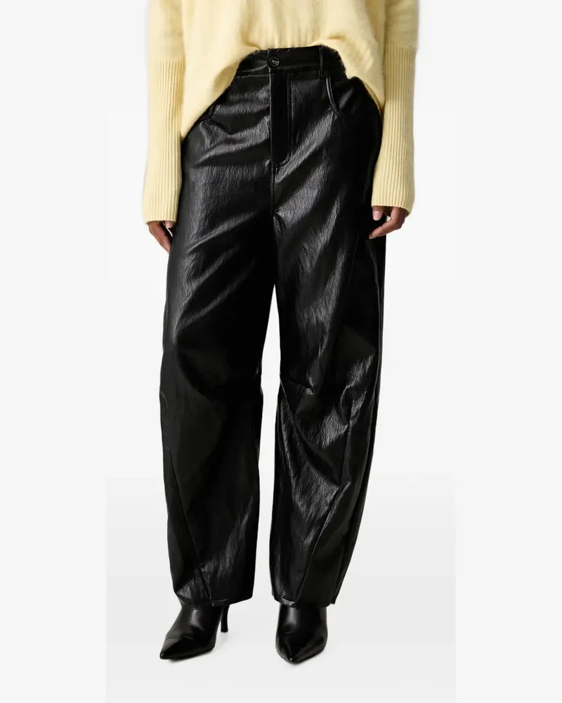 VICOLO calf leather palazzo pants - Schwarz Schwarz