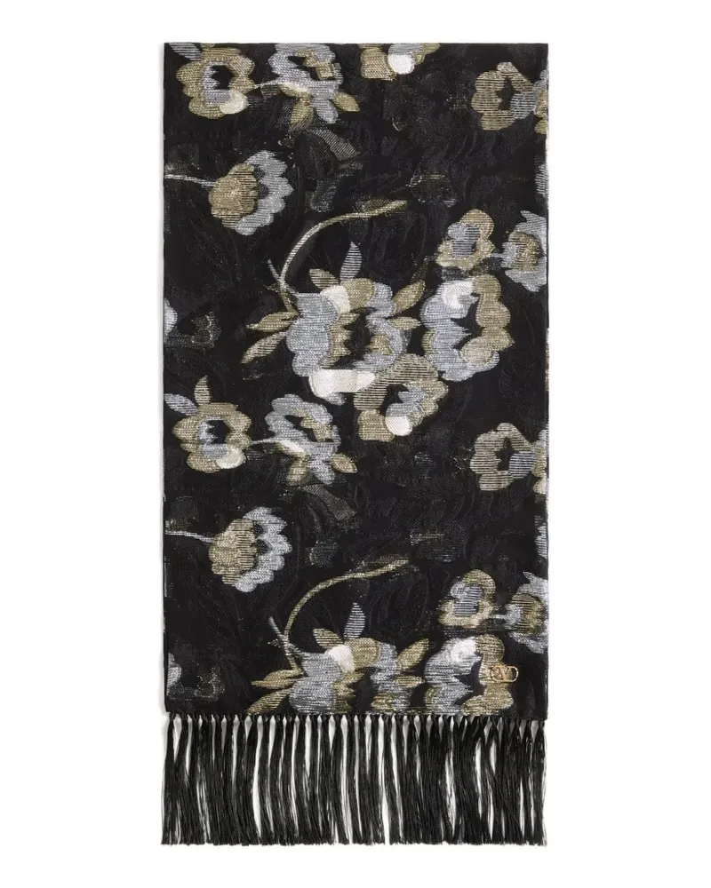 Valentino Garavani Camelia Seidenschal mit Metallic-Faser - Schwarz Schwarz