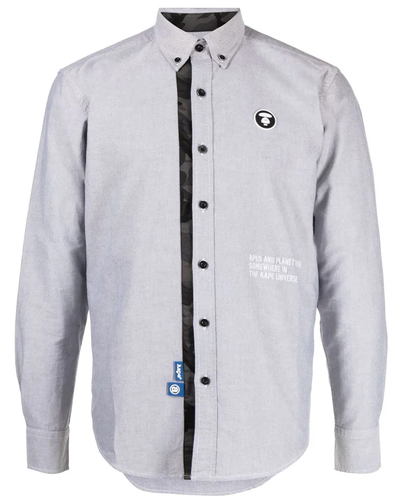 BAPE Hemd mit Logo-Patch - Grau Grau