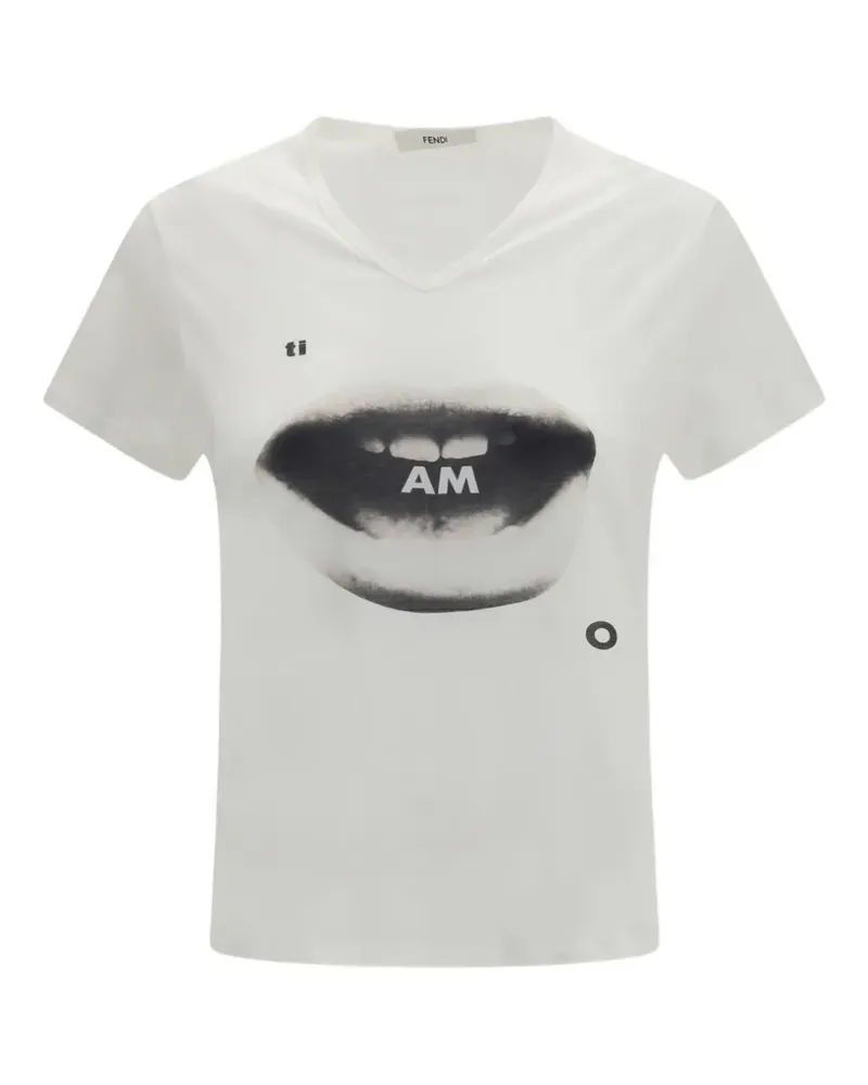 Fendi T-Shirt mit Ti Amo-Print - Weiß Weiß