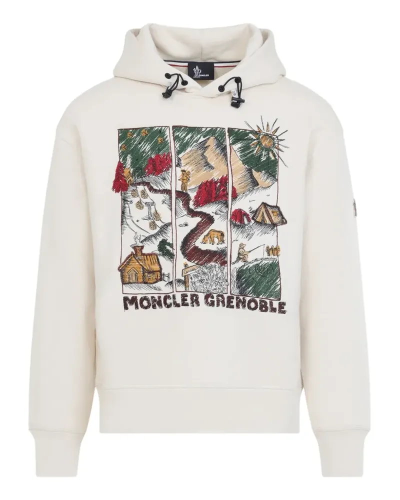 Moncler Kordelzug-Hoodie mit Landschafts-Print - Nude Nude