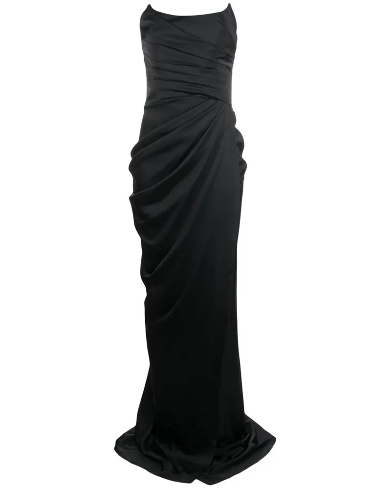 Ana Radu Midikleid mit Corsage - Schwarz Schwarz