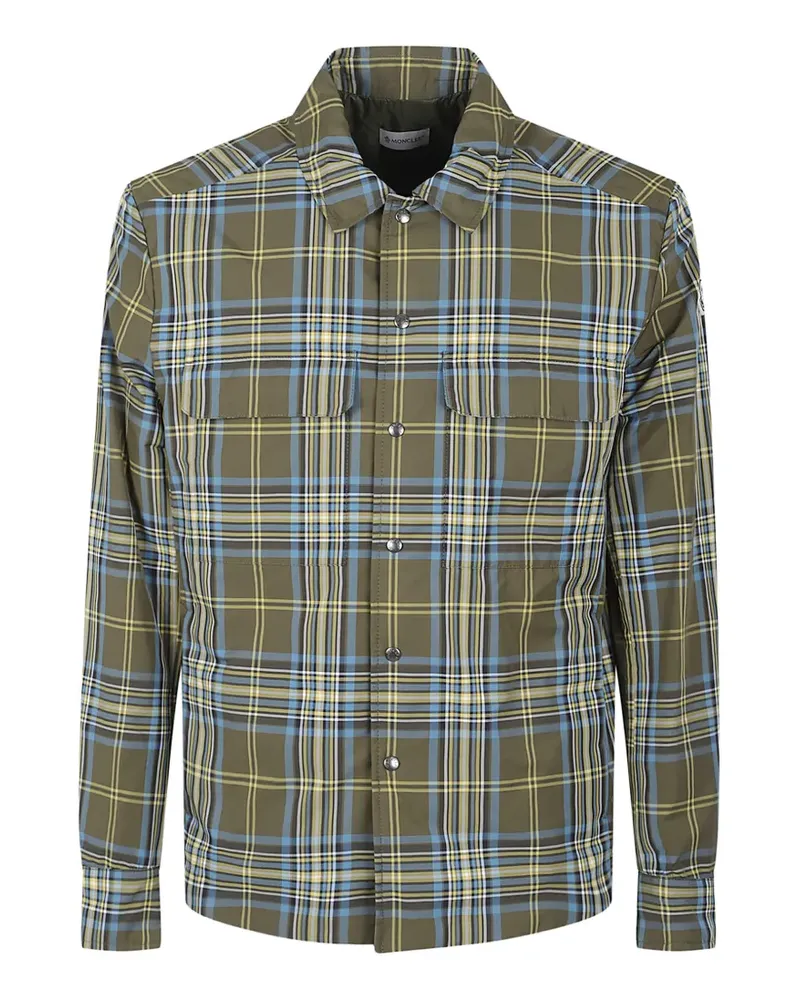 Moncler check-pattern logo-patch shirt - Grün Grün