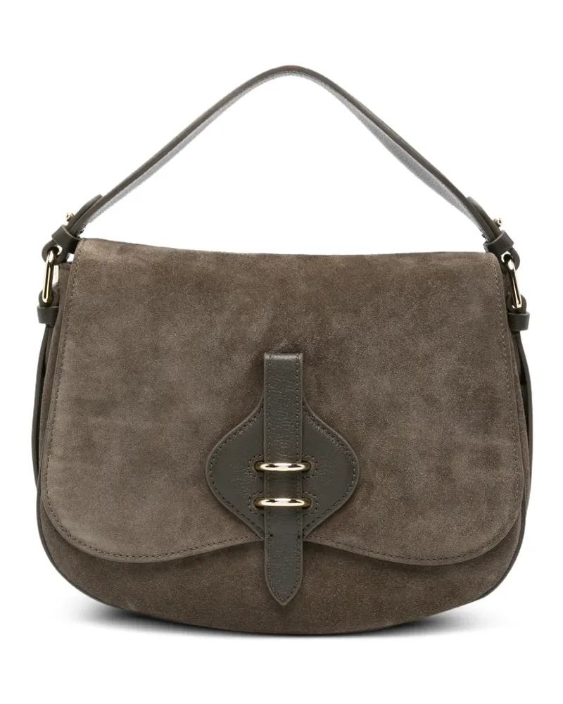 Coccinelle Mittelgroße Schultertasche aus gekörntem Leder - Grün Grün