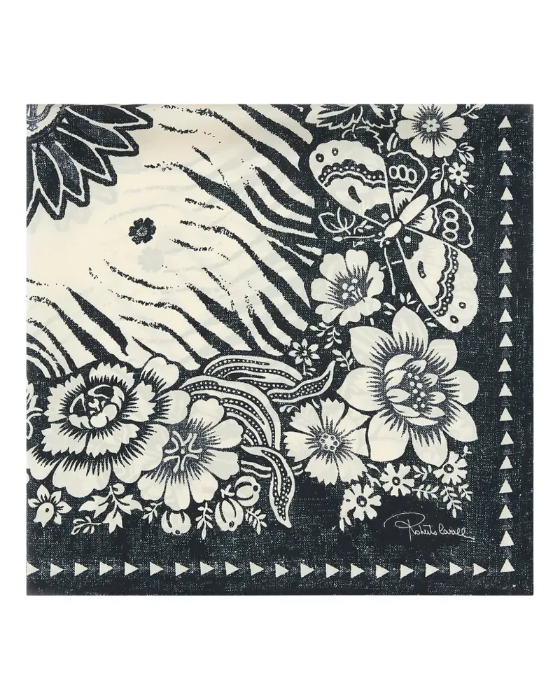 Roberto Cavalli zebra floral print scarf - Blau Blau