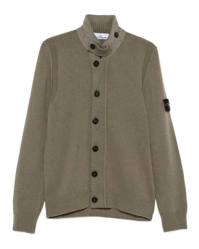 Stone Island logo-patch button-up cardigan - Grün Grün