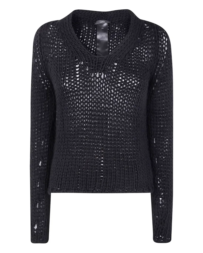 Sapio Pullover mit Lochstrickmuster - Schwarz Schwarz