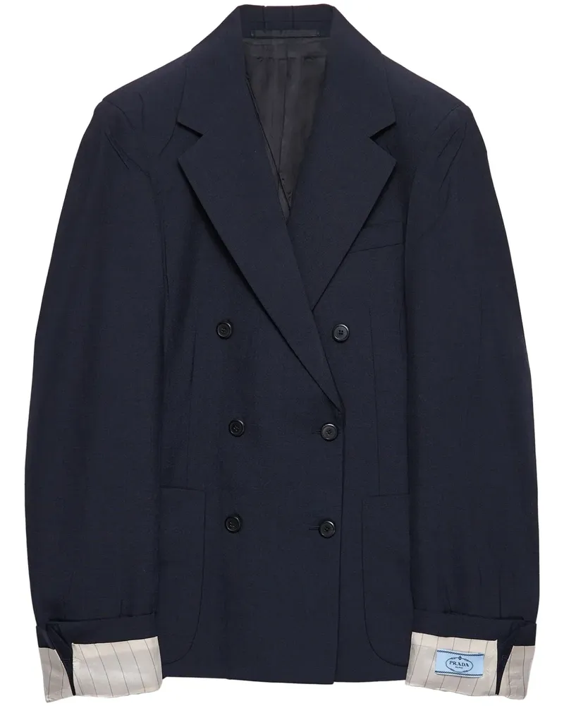 Prada Doppelreihiger Blazer aus Mohair - Blau Blau