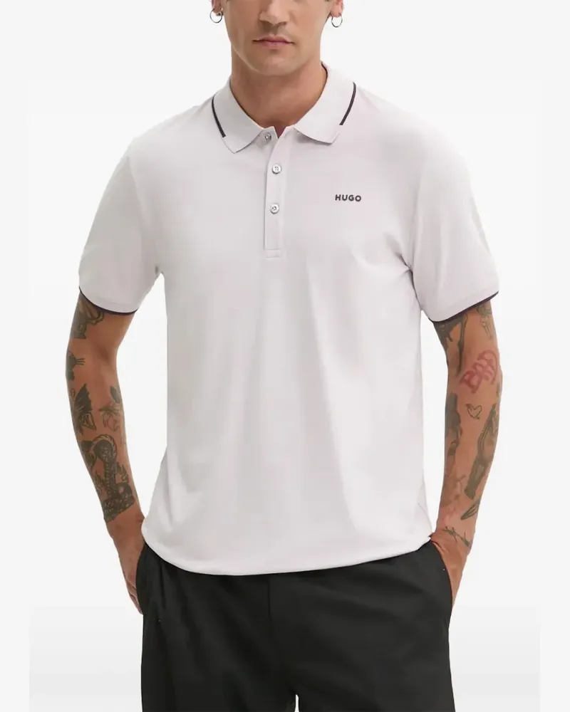 HUGO BOSS Geknöpftes Poloshirt mit Kontrastdetails - Weiß Weiß