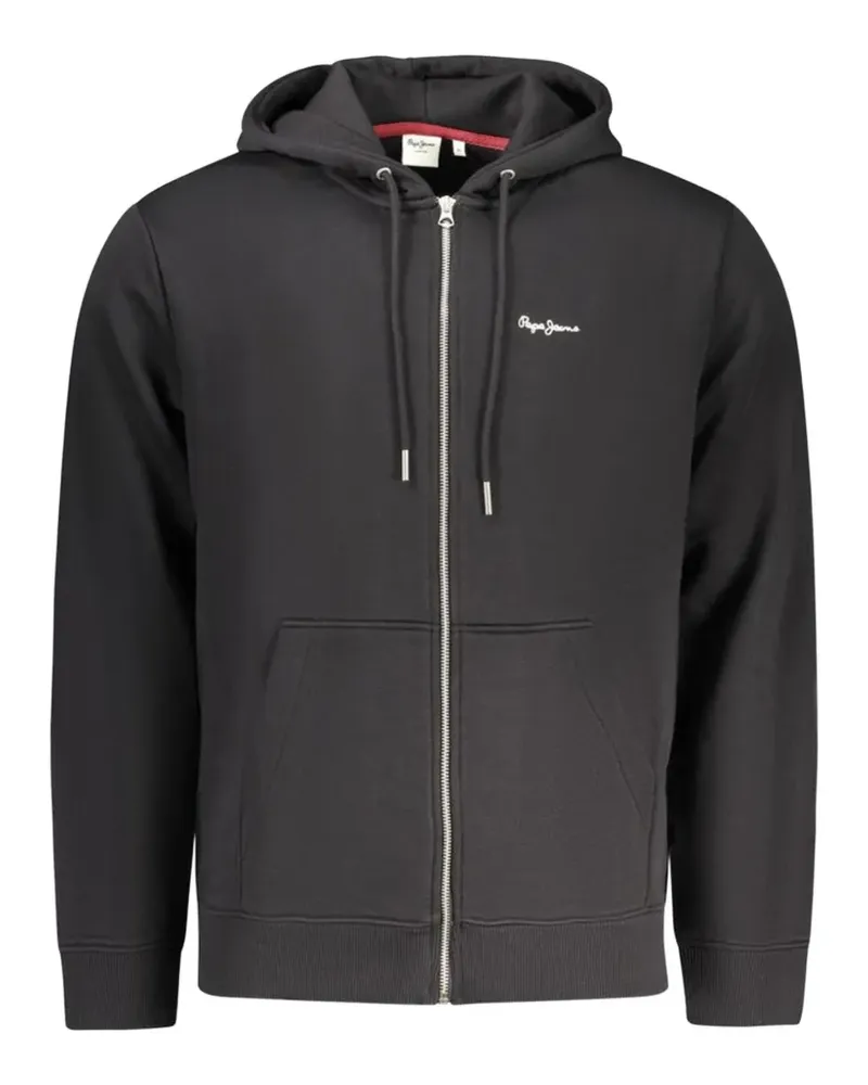 Pepe Jeans logo-embroidered zip-up hoodie - Schwarz Schwarz