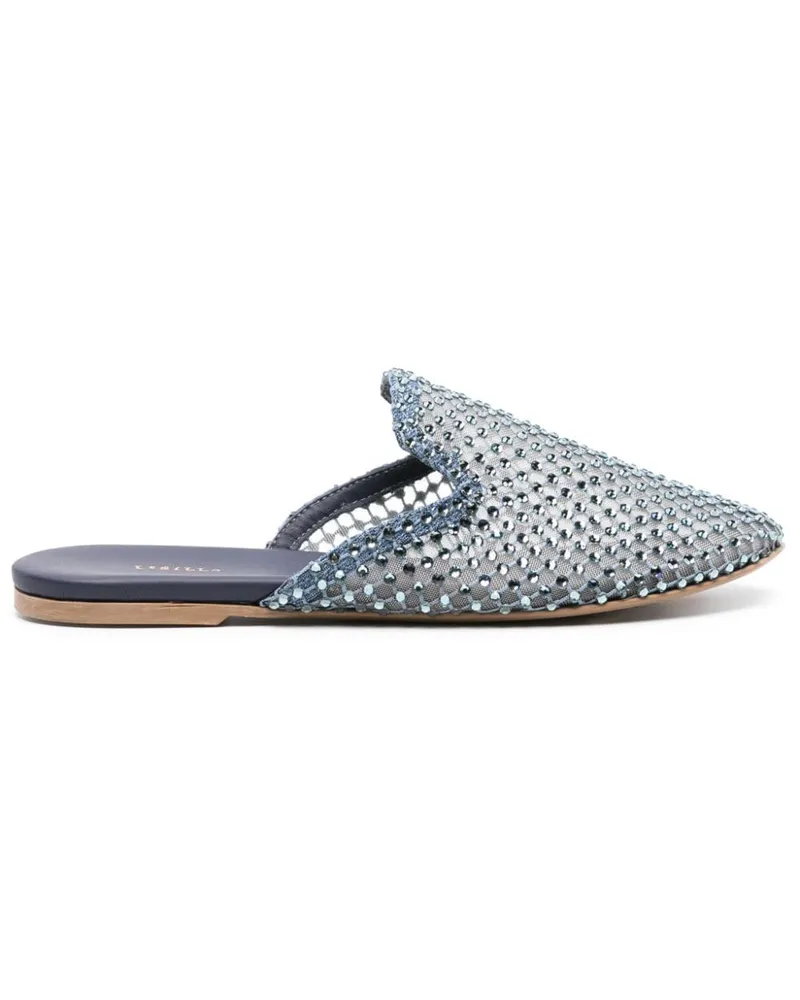Le Silla Gilda Mules mit Kristallen - Blau Blau