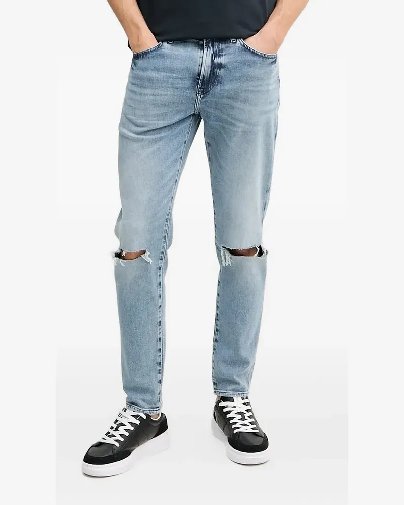 HUGO BOSS Straight-Leg-Jeans im Distressed-Look - Blau Blau