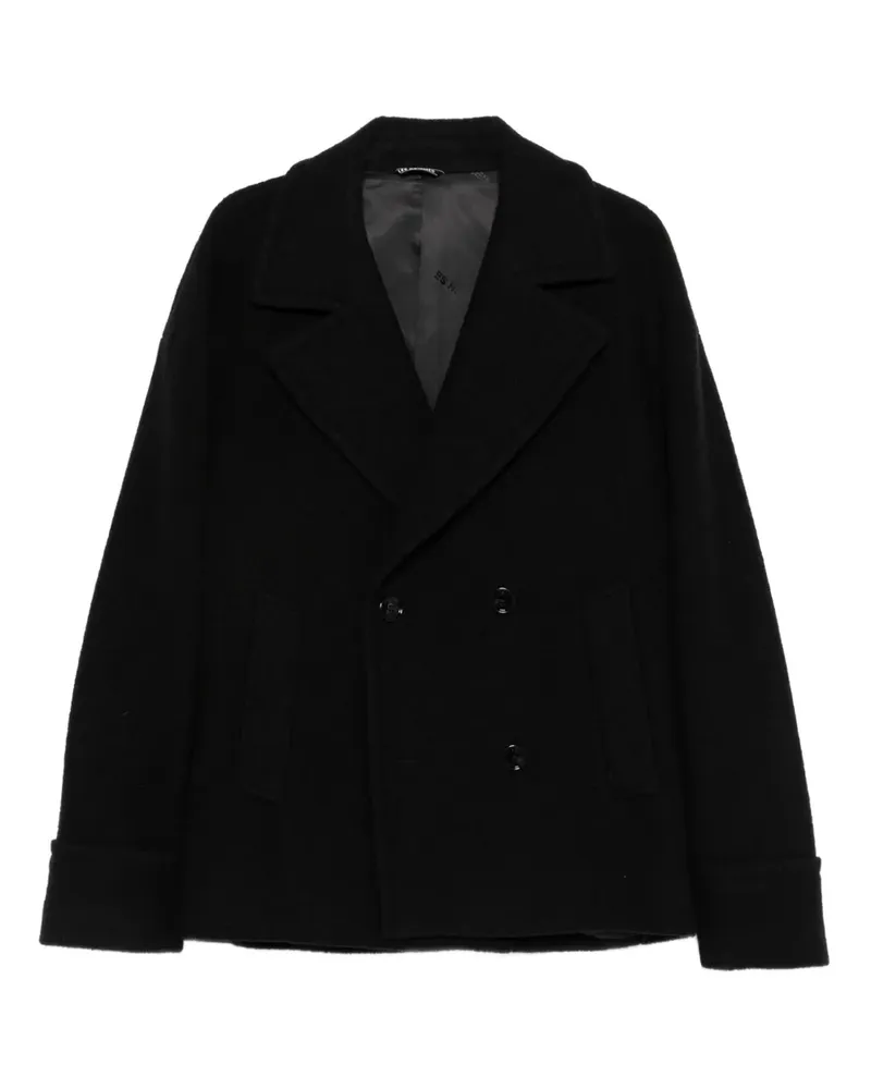 Les Hommes Doppelreihiger Mantel - Schwarz Schwarz