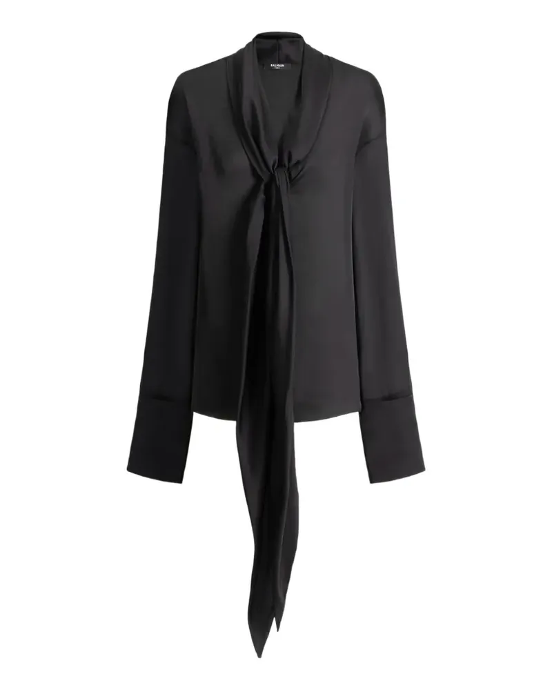 Balmain Seidenhemd mit Krawattenkragen - Schwarz Schwarz