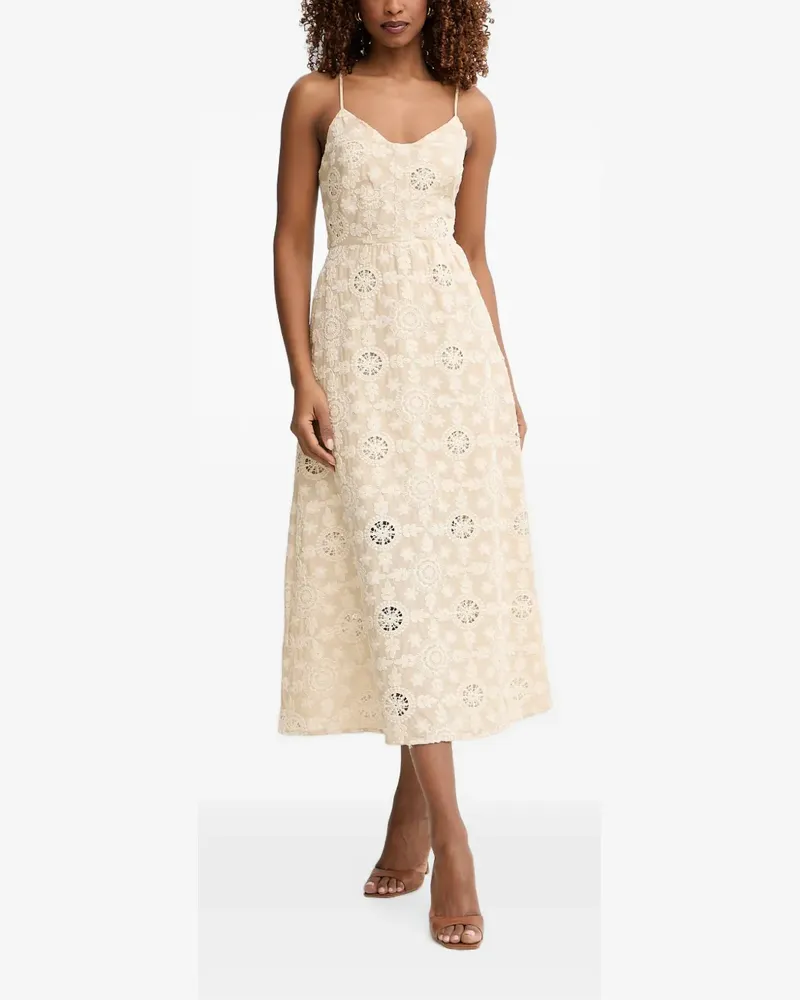 Fracomina broderie-anglaise lace-up midi dress - Nude Nude