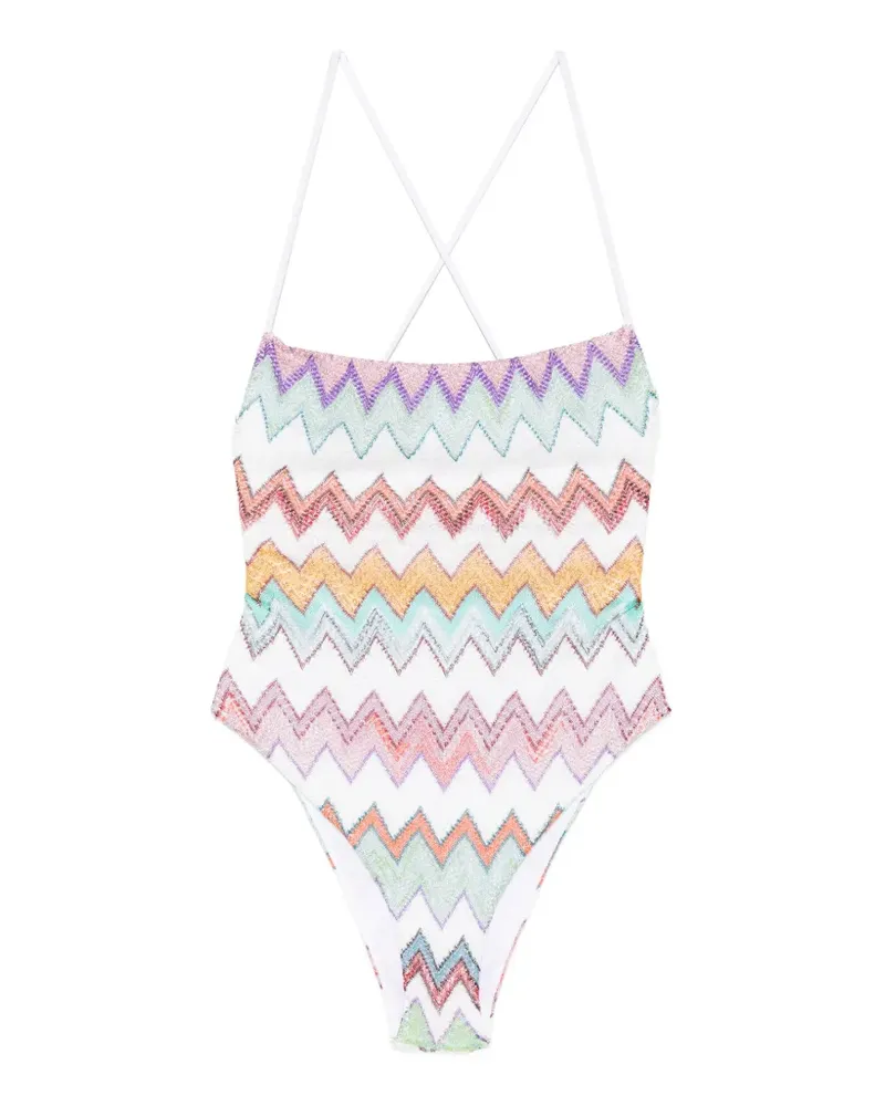Missoni chevron-pattern swimsuit - Weiß Weiß