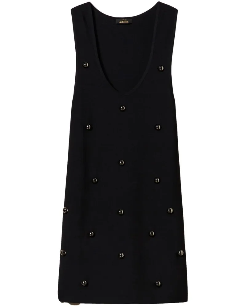 Twin-Set Gestricktes Kleid mit Nieten - Schwarz Schwarz