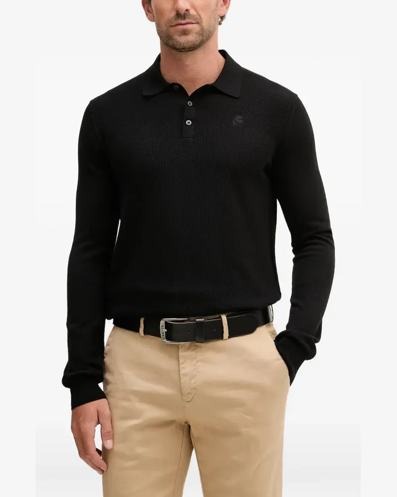 Karl Lagerfeld logo-embroidered polo shirt - Schwarz Schwarz