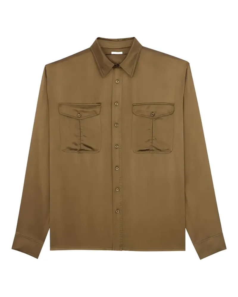 Saint Laurent flap-pocket silk shirt - Grün Grün