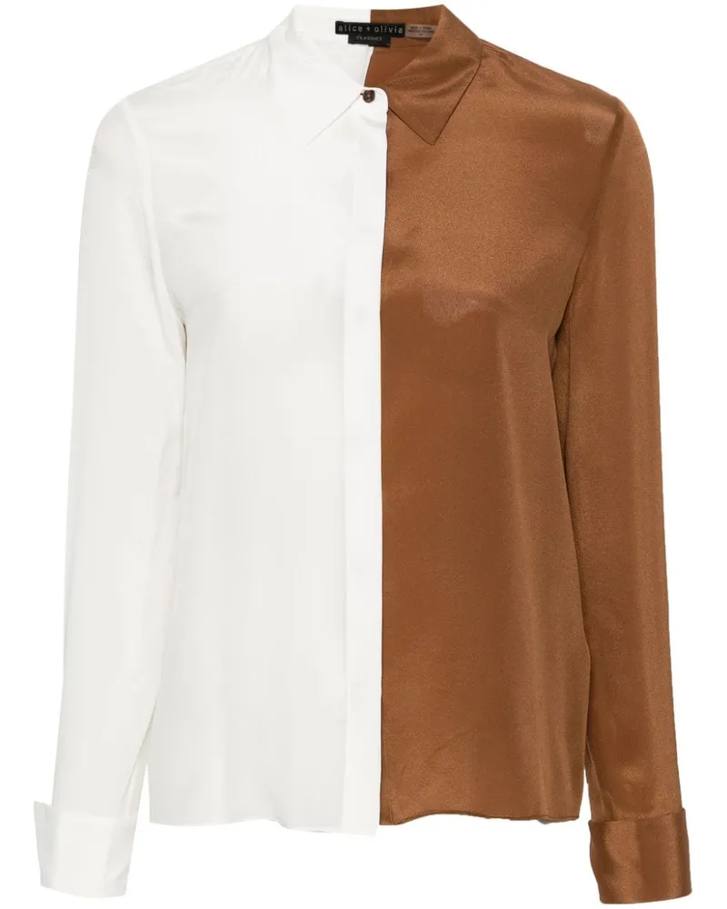 Alice + Olivia Hemd in Colour-Block-Optik - Weiß Weiß