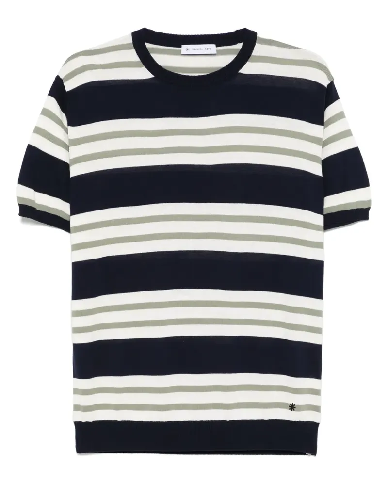 Manuel Ritz Gestricktes T-Shirt - Blau Blau