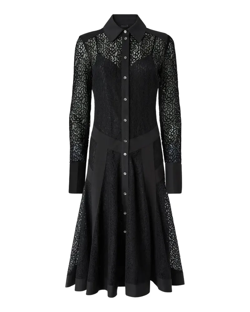 Pinko Midi-Hemdkleid aus Spitze mit Einsätzen - Schwarz Schwarz