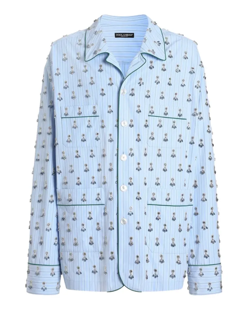 Dolce & Gabbana Vanity Hemd mit Stickerei und Paspeln - Blau Blau