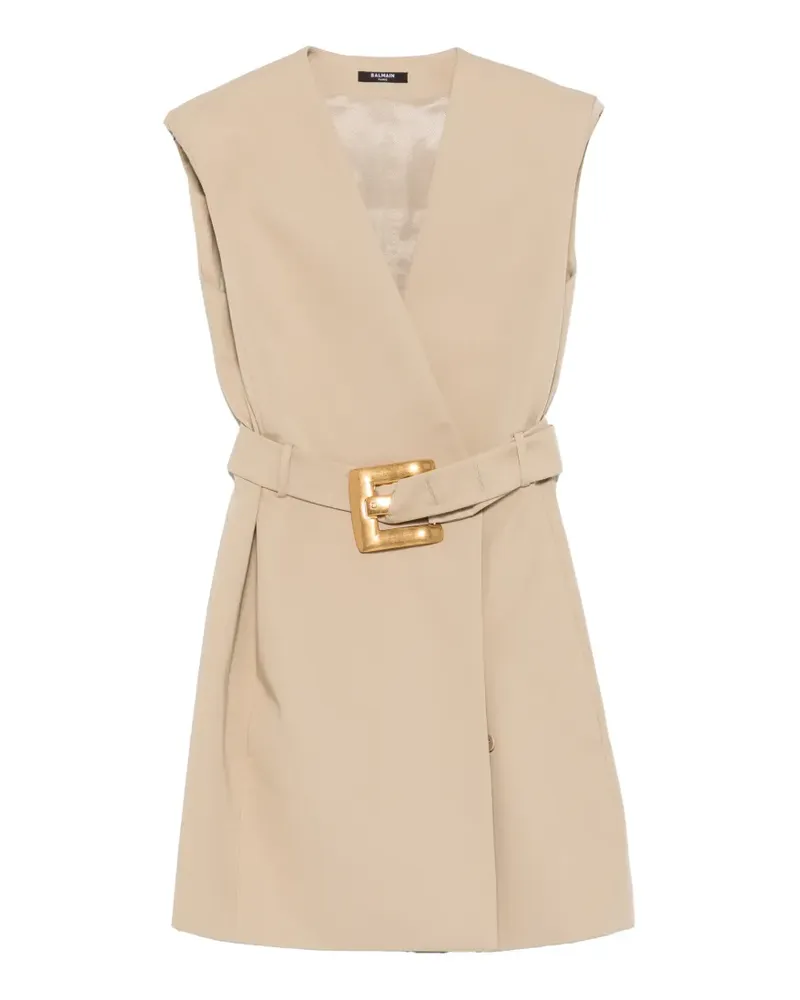 Balmain Kurzes Blazerkleid mit Gürtel - Nude Nude